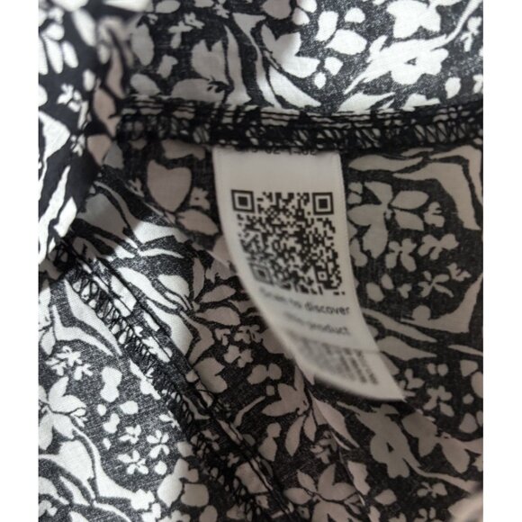 Womens Floral Ruffle Blouse XS Black White Smocked Peplum Top NWT- Universal Thr - Picture 6 of 12